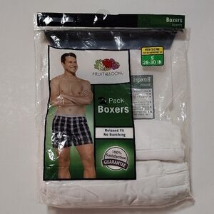 Fruit of the Loom Men's  White Boxers 2 Pairs Size 28-30